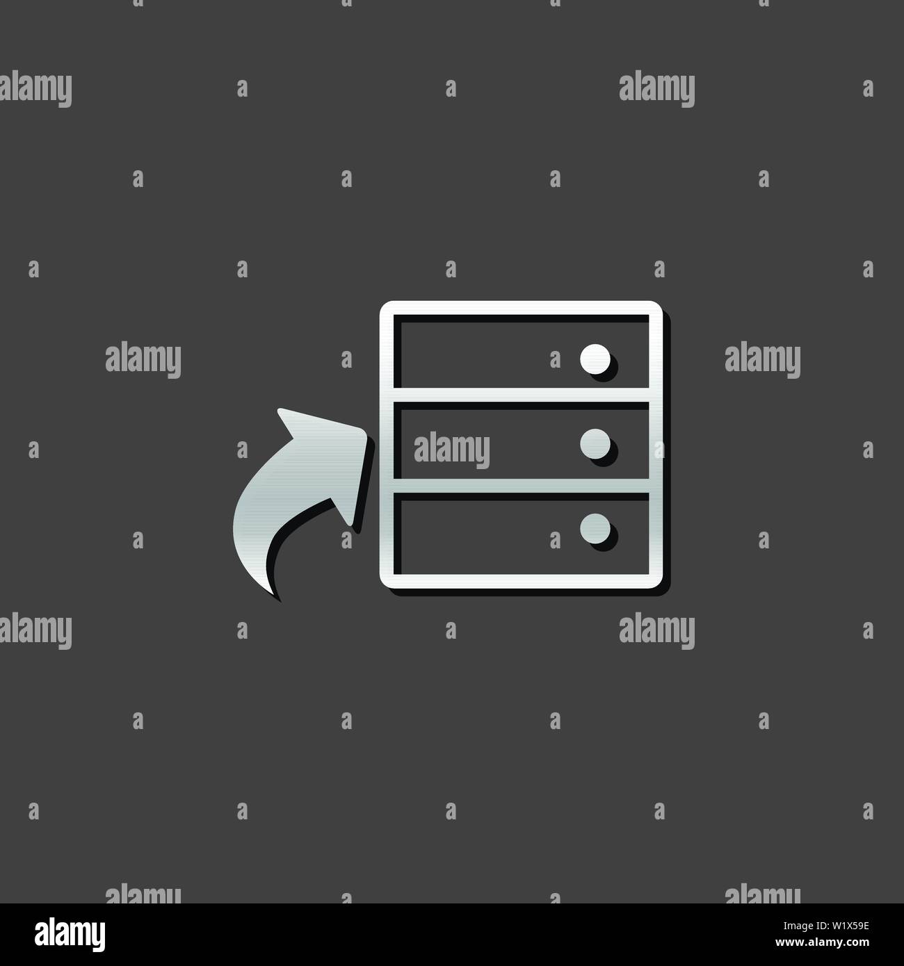 Symbol Datenbank in metallic grau farbe Stil. Festplatte Server Web Hosting Stock Vektor