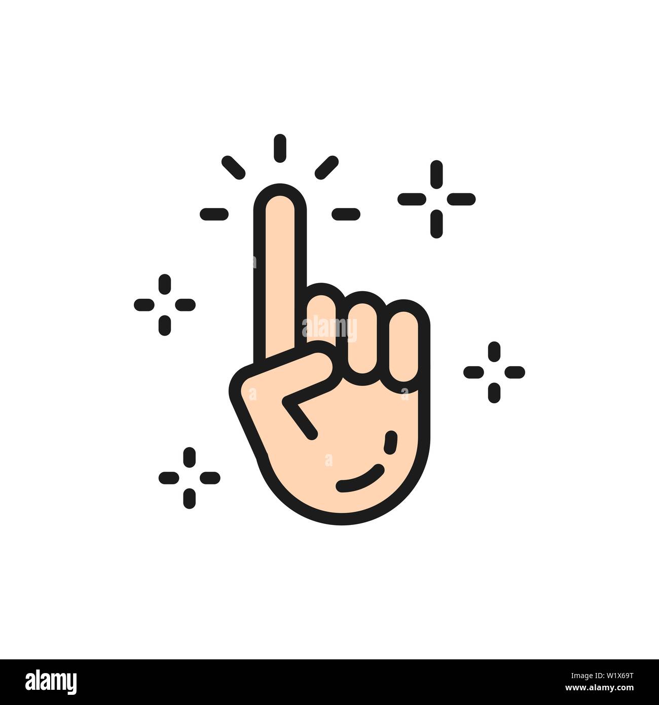 Vektor Zeigefinger, saubere Hand-, Cursor-, klicken Sie auf flachen Farbe Symbol Leitung. Stock Vektor