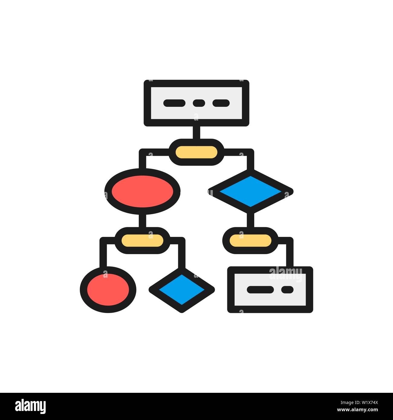 Vector Algorithmus, Coding Block Regelungen, API-Software flachbild Color Line Symbol. Stock Vektor