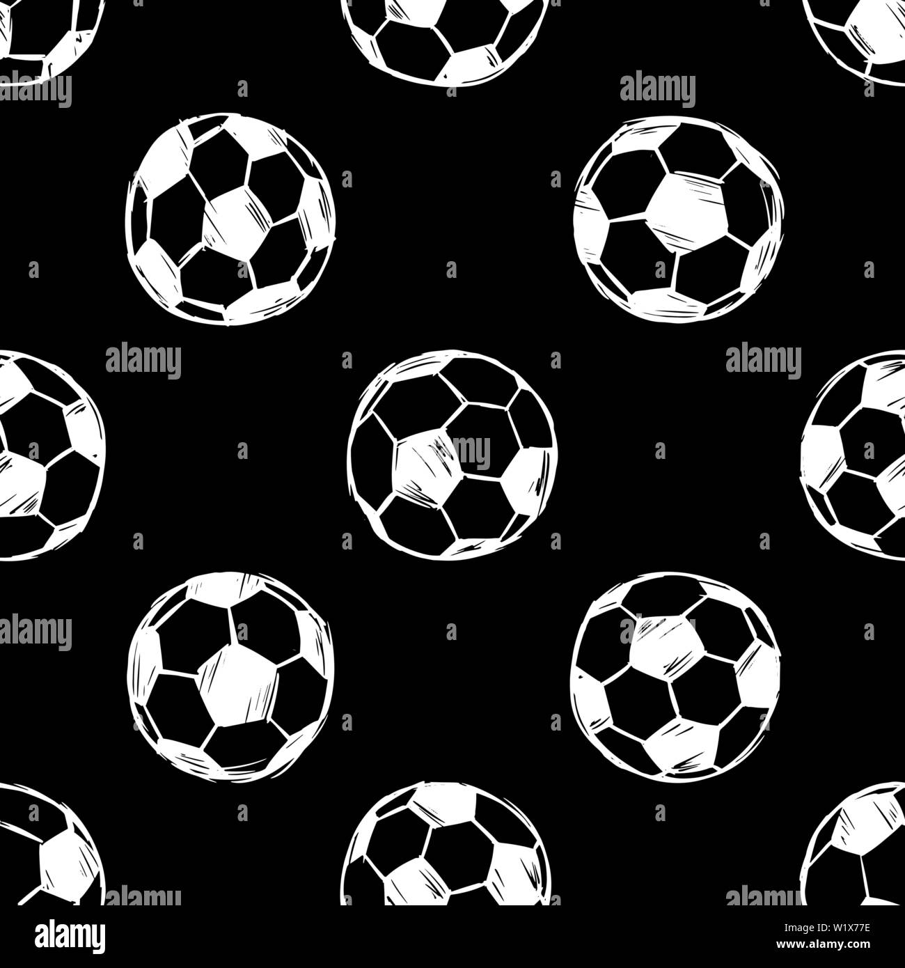 Fußball Fußball Bälle doodle nahtlose Muster. Vector Illustration Hintergrund. Für Druck-, Textil-, Web-, Home Decor, Mode, Oberfläche, Grafik Design Stock Vektor