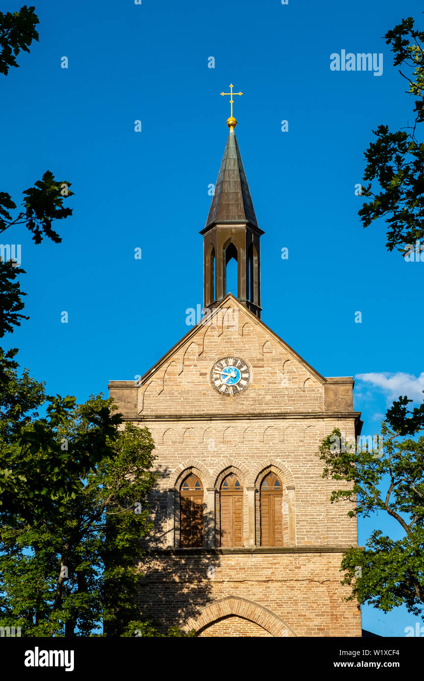 Blick auf die Kirche von Hasselfelde im Harz Stockfoto