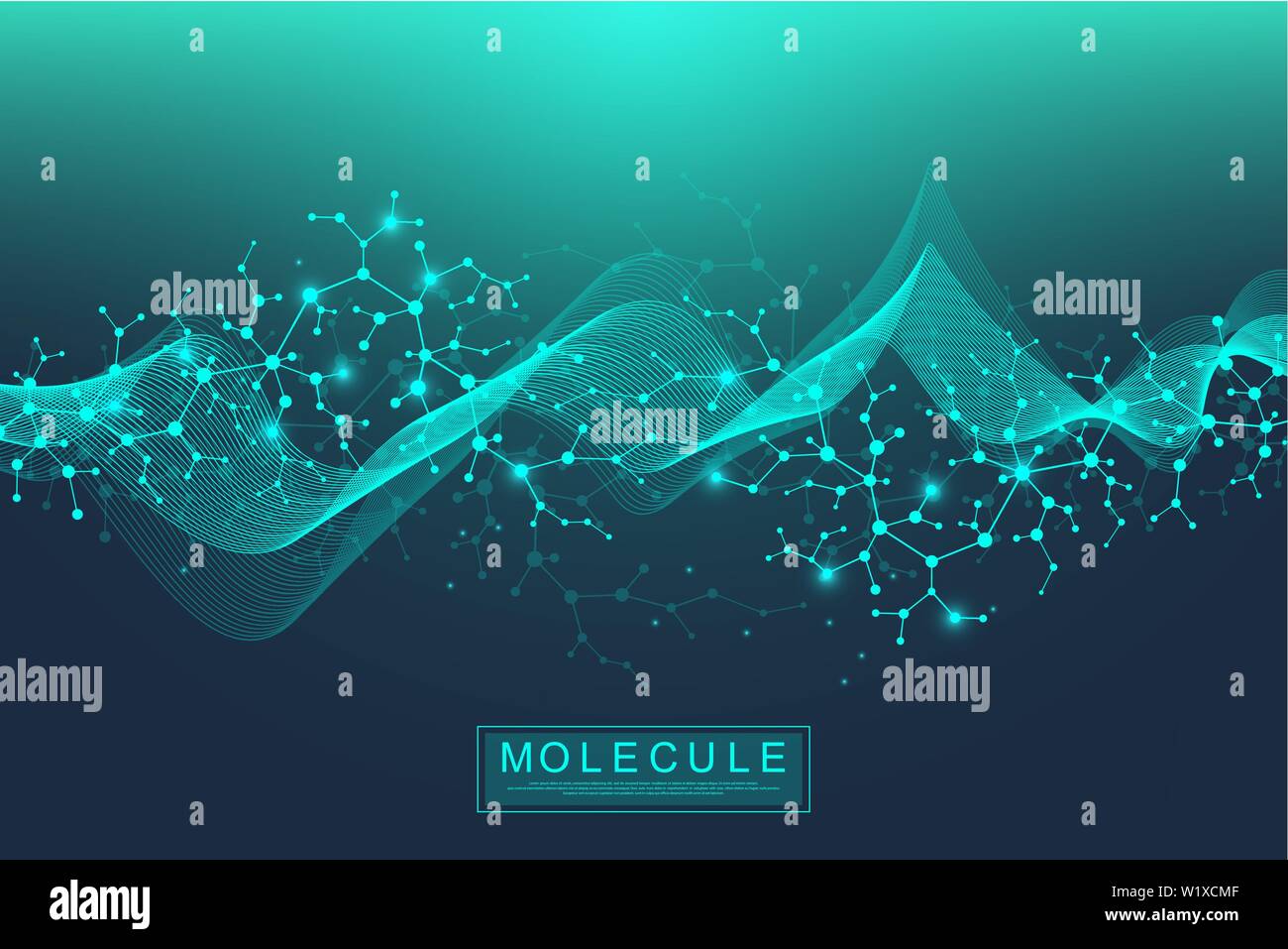 Wissenschaftliche Molekül Hintergrund DNA-Doppelhelix Abbildung mit geringer Tiefenschärfe. Geheimnisvolle Tapeten oder Banner mit einem DNA-Moleküle Stock Vektor