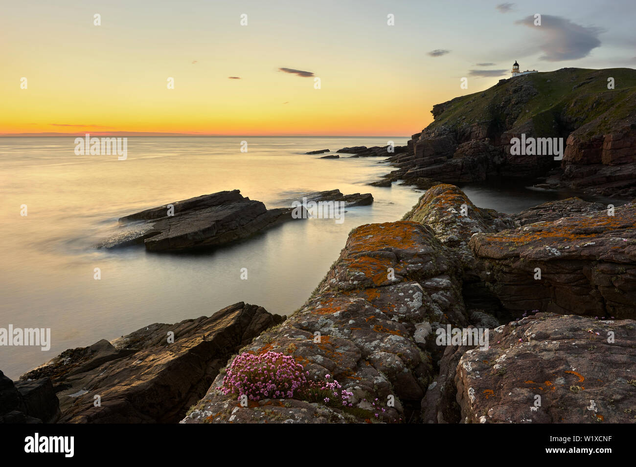 Stoer Head Lighthouse, Stoer Halbinsel, Assynt, Sutherland, Highland, Schottland. Stockfoto