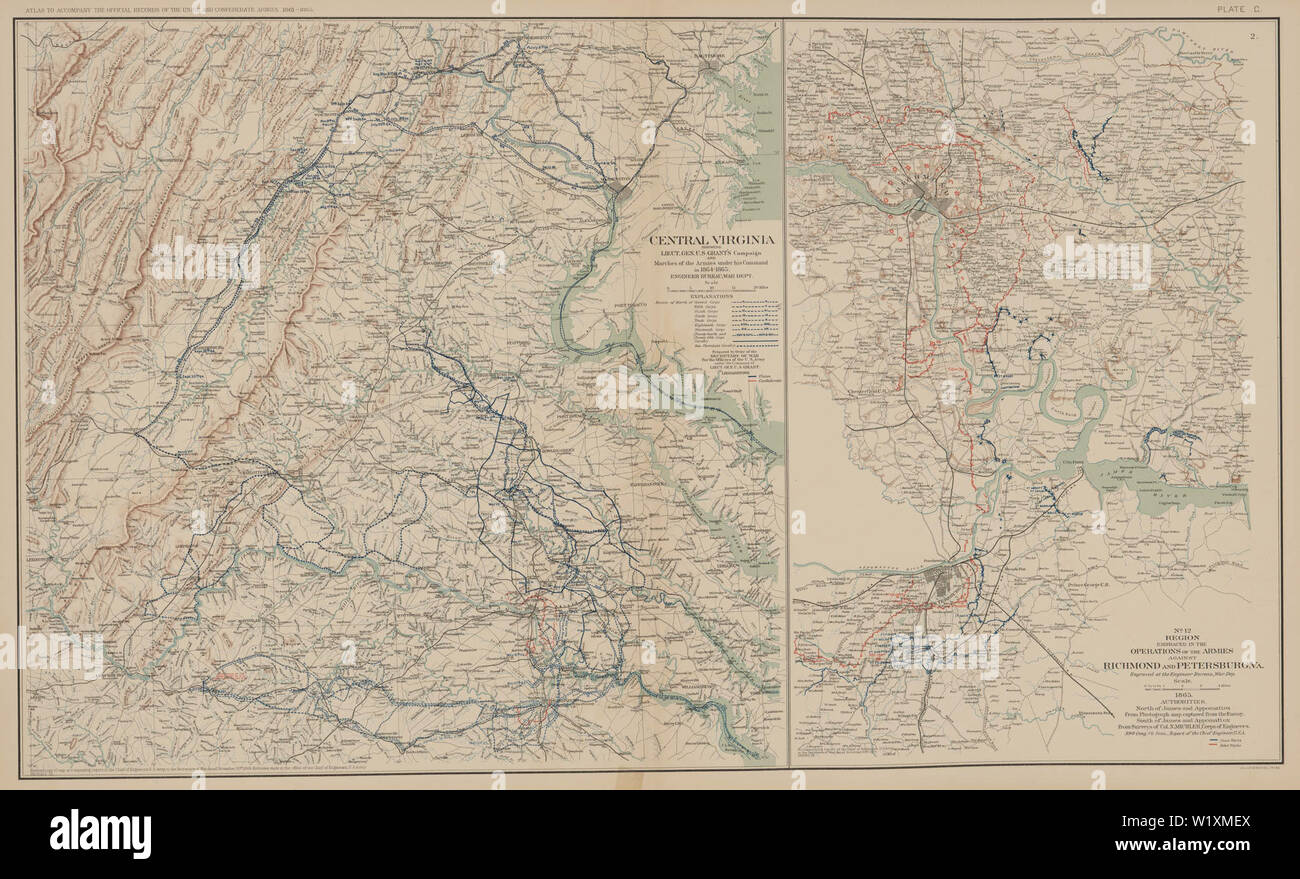 Union Märsche und Operationen in Central Virginia (1864-65). Stockfoto