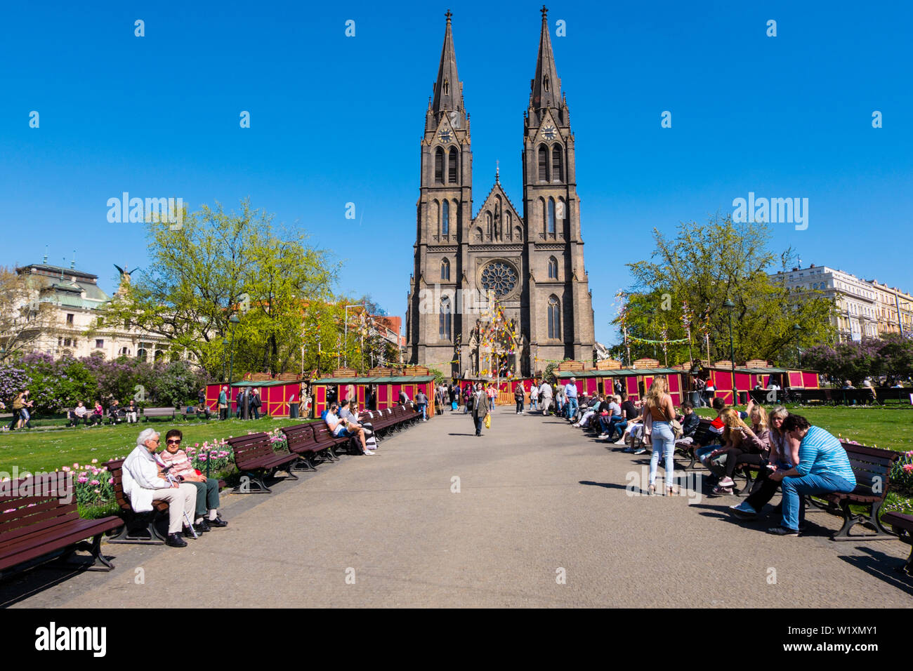 Kostel sv. Ludmily, Kirche der Hl. Ludmila, Namesti Miru, Vinohrady, Prag, Tschechische Republik Stockfoto