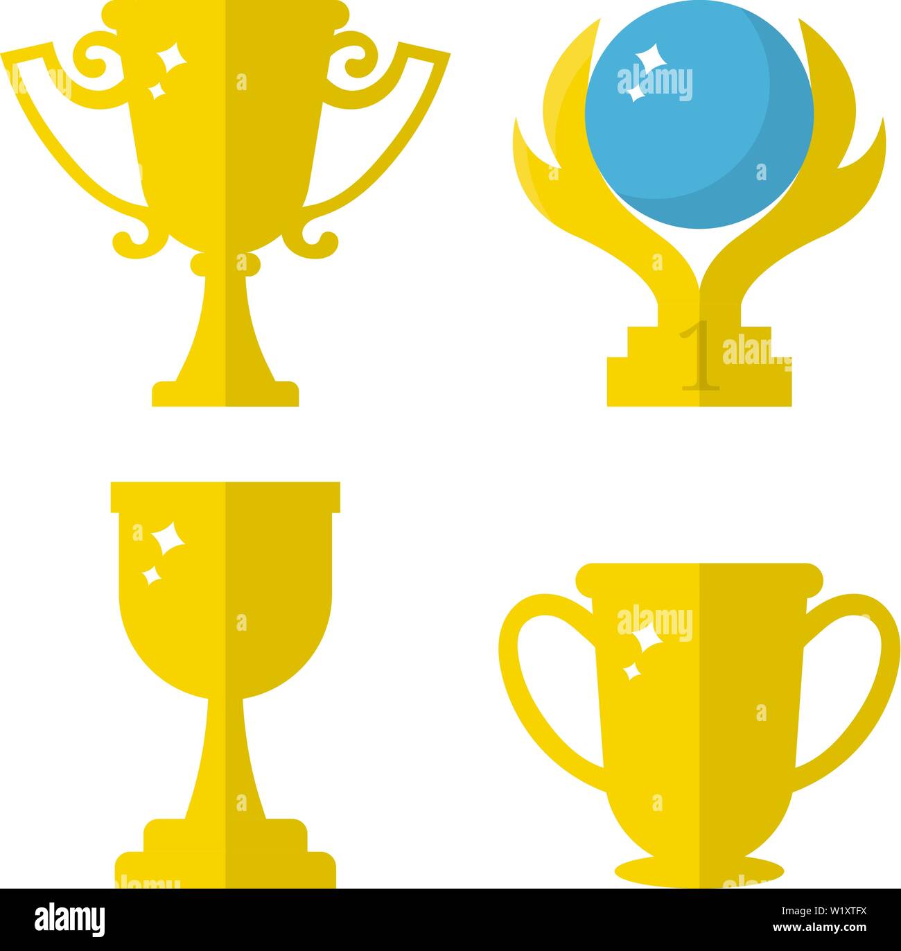 Der Vektor Sieger Trophy Cup Symbole. Flache goldene Trophäe Symbol isoliert auf weißem Hintergrund. Vector Illustration für Ihr Design, Web. Stock Vektor