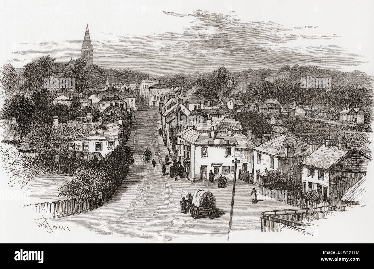 Das Dorf Lyndhurst, Hampshire, England, hier im 19. Jahrhundert. Aus dem Englischen Bilder, veröffentlicht 1890. Stockfoto