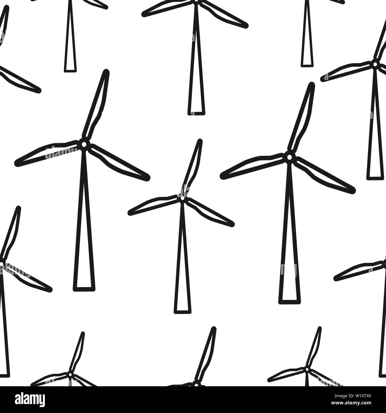 Patern Windenergie, die Silhouette der Turbine, der Himmel Stock Vektor