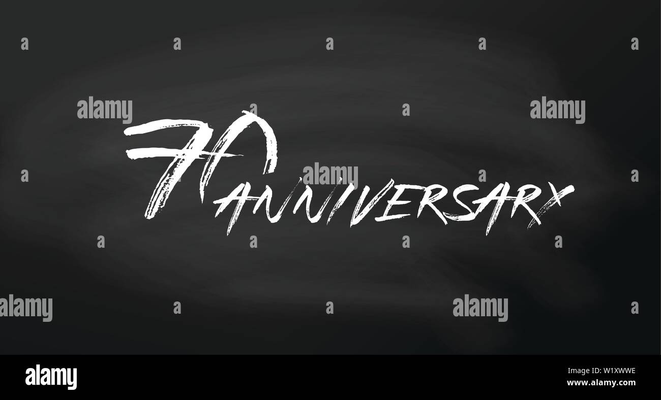 70. Jahrestag logo Konzept. 70 Jahre geburtstag Symbol. Isolierte goldenen Zahlen auf schiefertafel Hintergrund. Vector Illustration. EPS 10. Stock Vektor
