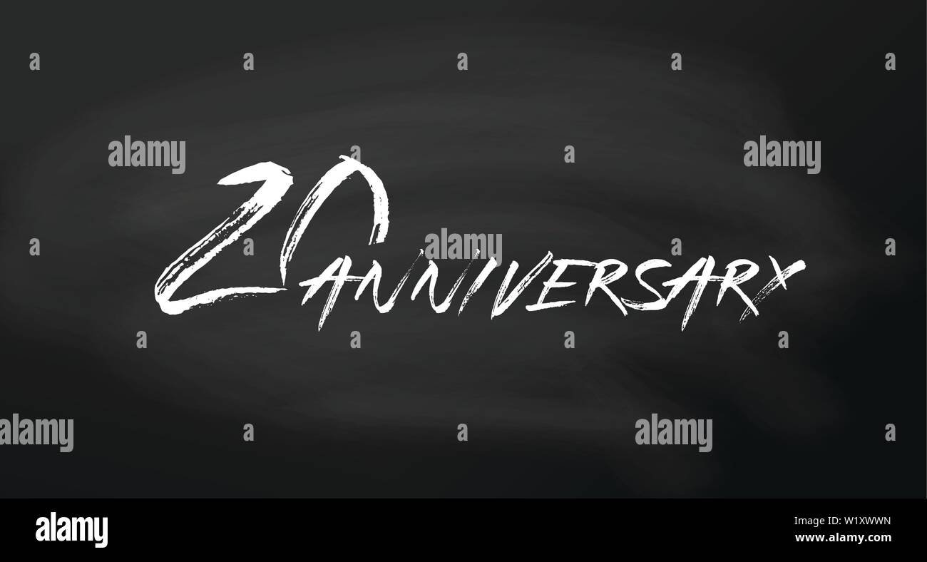 20. Jahrestag logo Konzept. 20 Jahre geburtstag Symbol. Isolierte goldenen Zahlen auf schiefertafel Hintergrund. Vector Illustration. EPS 10. Stock Vektor