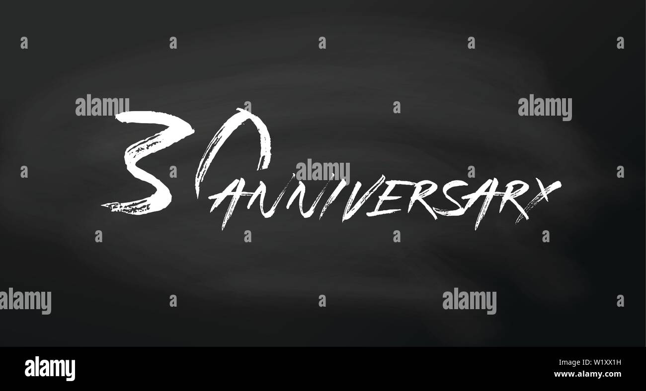 30. Jahrestag logo Konzept. 30 Jahre geburtstag Symbol. Isolierte goldenen Zahlen auf schiefertafel Hintergrund. Vector Illustration. EPS 10. Stock Vektor