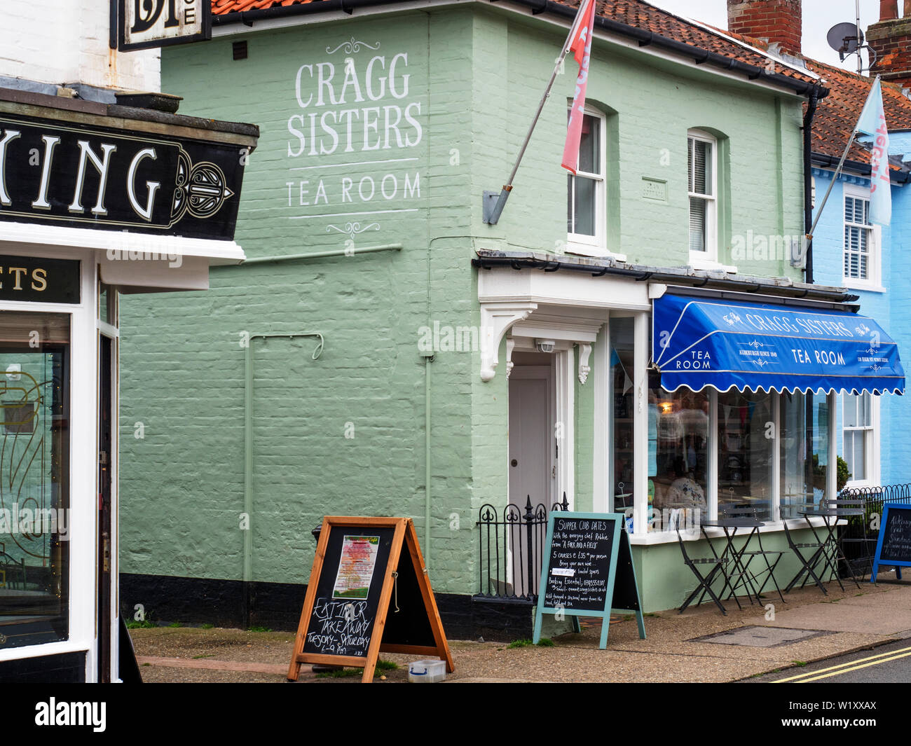 Cragg Schwestern traditionelle Teestube Gegründet 1949 auf der High Street in Aldeburgh Suffolk England Stockfoto