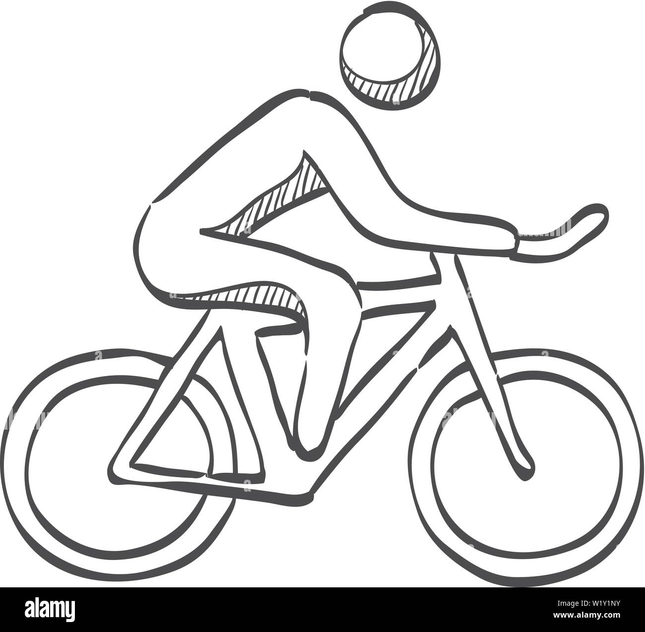 Biker Symbol in doodle Skizze Linien. Sport Fahrrad extreme downhill Radfahren Helm Stock Vektor