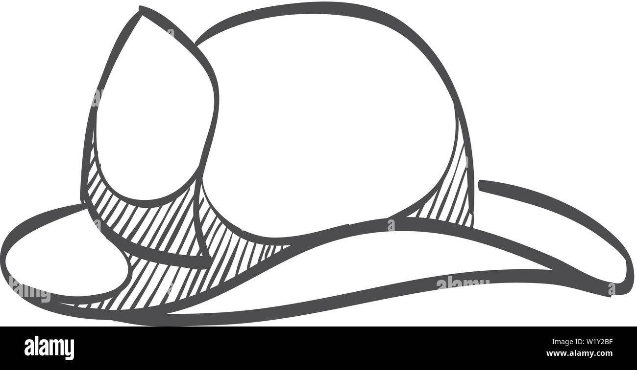 Feuerwehr Hut Symbol in doodle Skizze Linien. Helm Feuerwehr fighter Service Ausstattung Stock Vektor