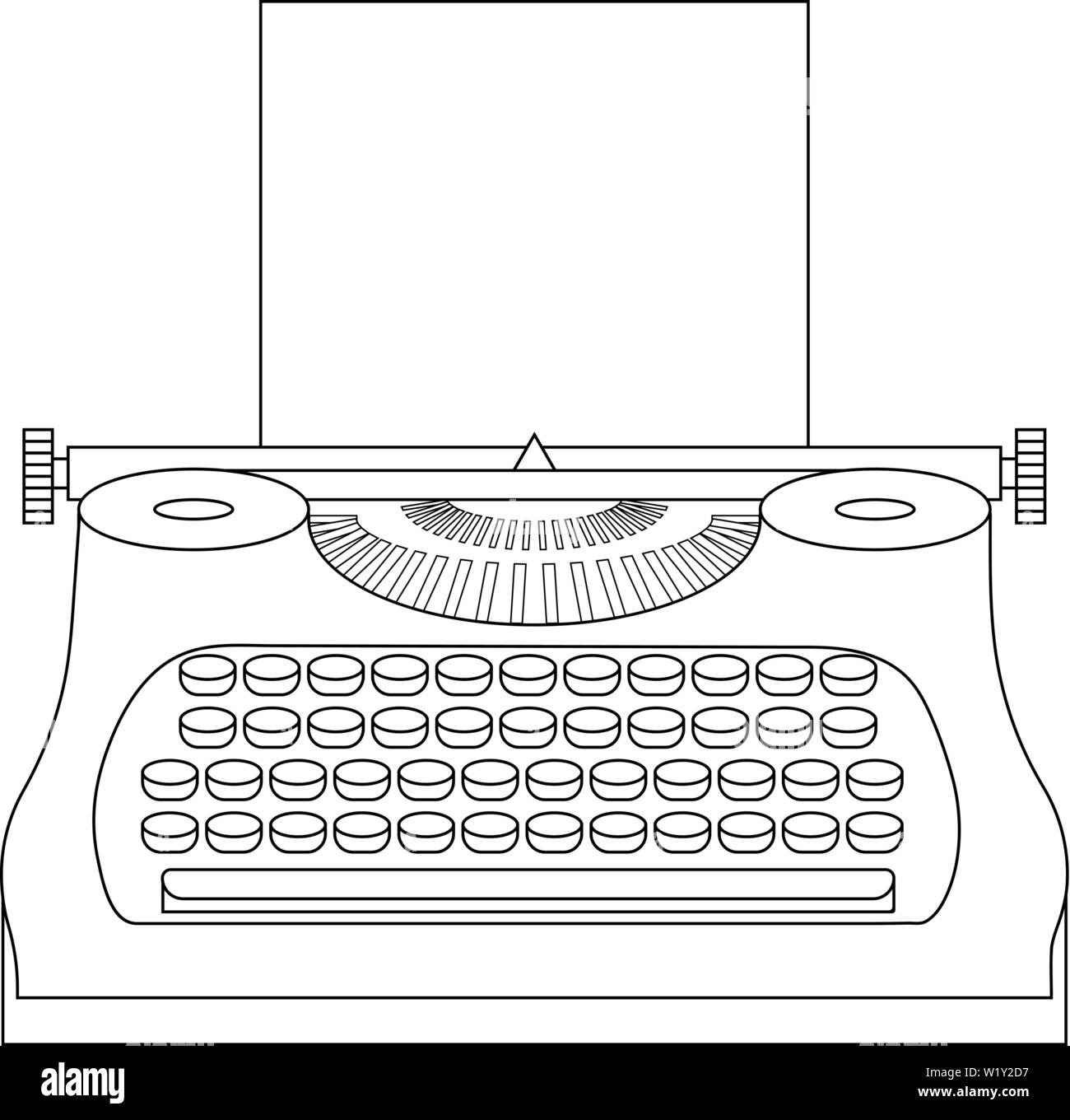 Linienstil Symbol einer Schreibmaschine Maschine. Journalist. Vintage tehnology. Tastatur. Antike Geräte. Sauber und modern Vektor-illustration fo Stock Vektor