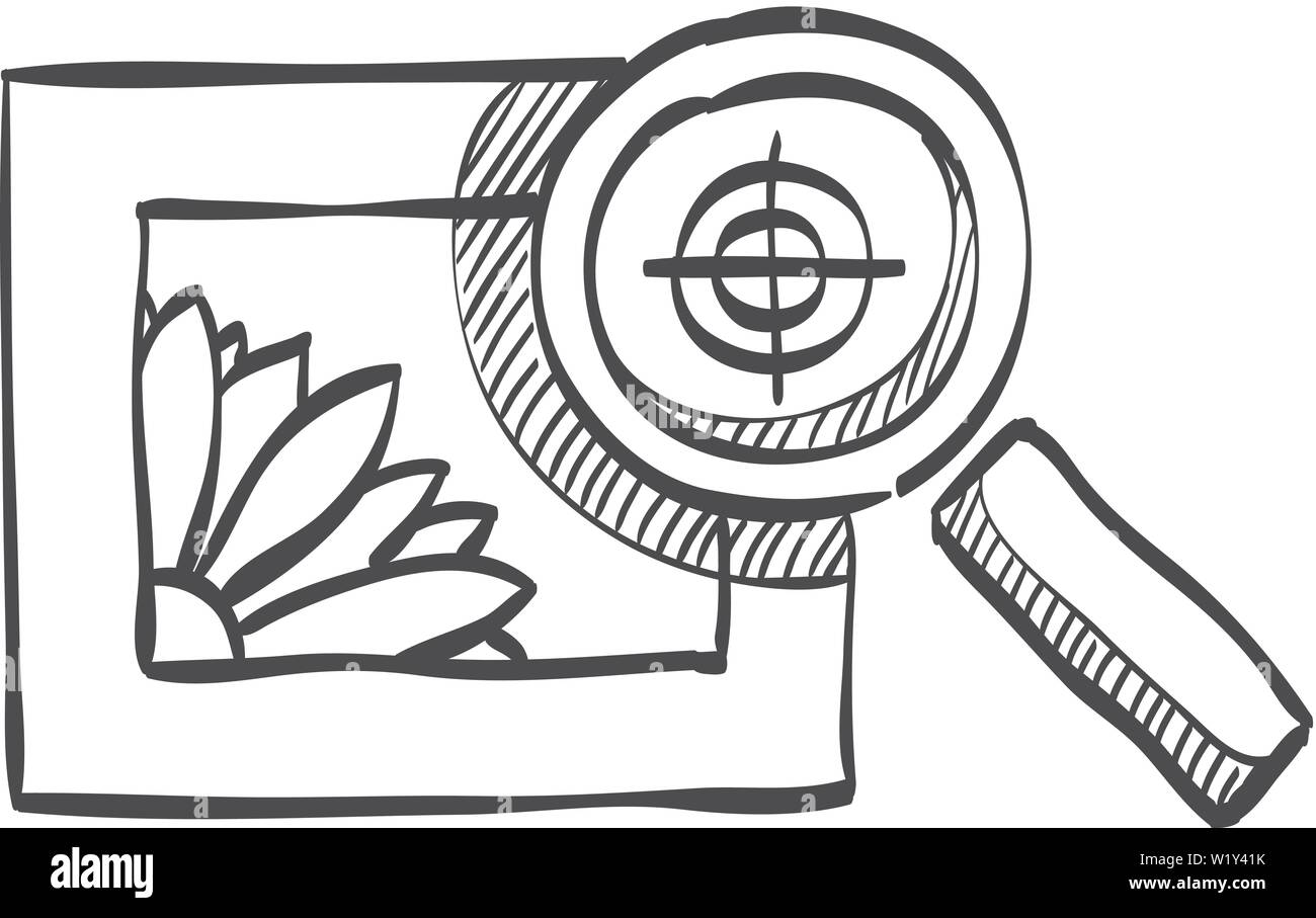 Drucken Qualitätskontrolle Symbol in doodle Skizze Linien. Print Shop service Publisher desktop publishing Stock Vektor
