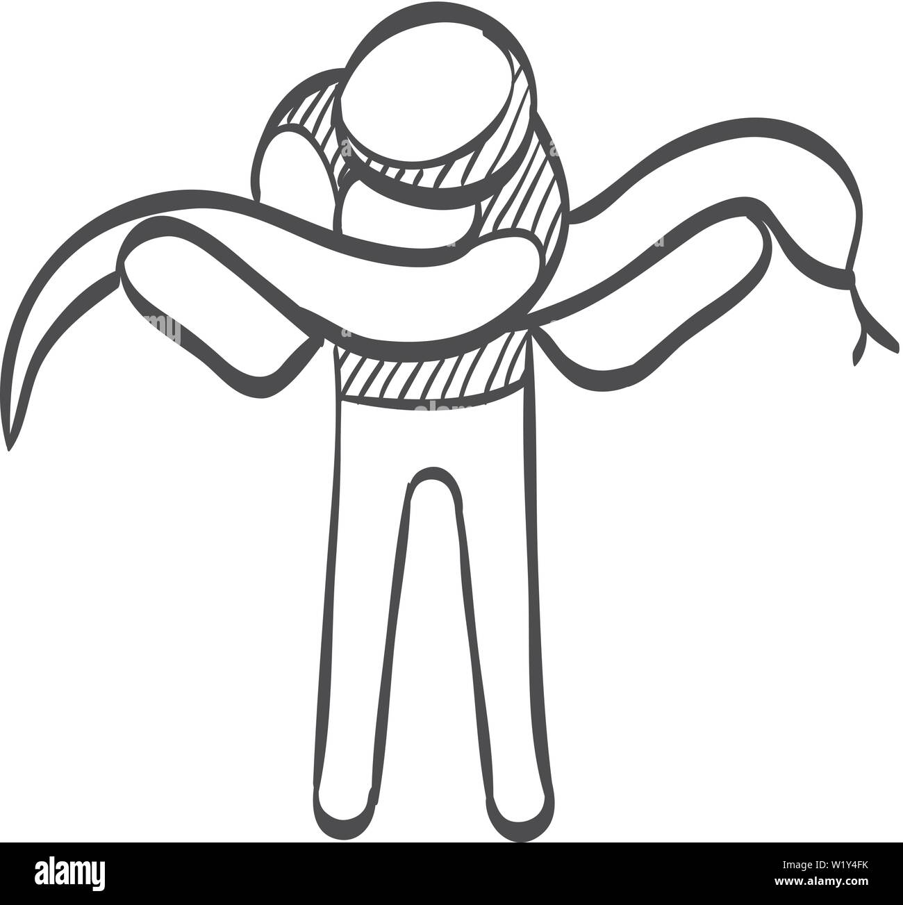 Mann mit Schlange Symbol in doodle Skizze Linien. Zoo Safari jungle Foto posiert Stock Vektor