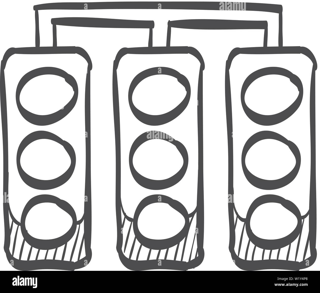Rotes Licht Zeichen Symbol in doodle Skizze Linien. Verkehr Straße Signal Bremsleuchte Straße Stock Vektor