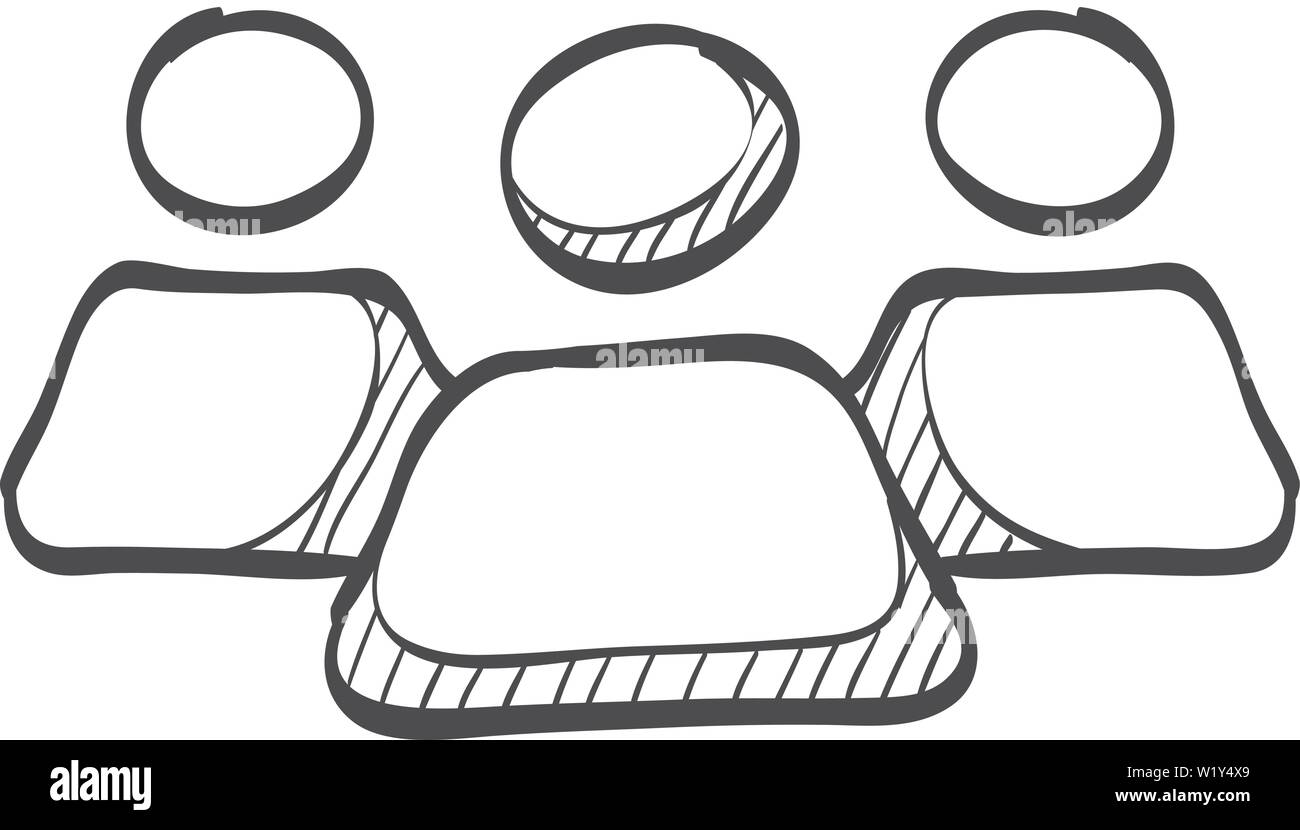 Teamwork Symbol in doodle Skizze Linien. Business Communication collaboration Team Büro Stock Vektor