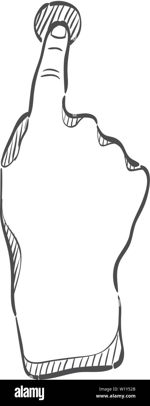 Finger Geste Symbol in doodle Skizze Linien. Gadget touch pad Display smartphone Laptop Stock Vektor