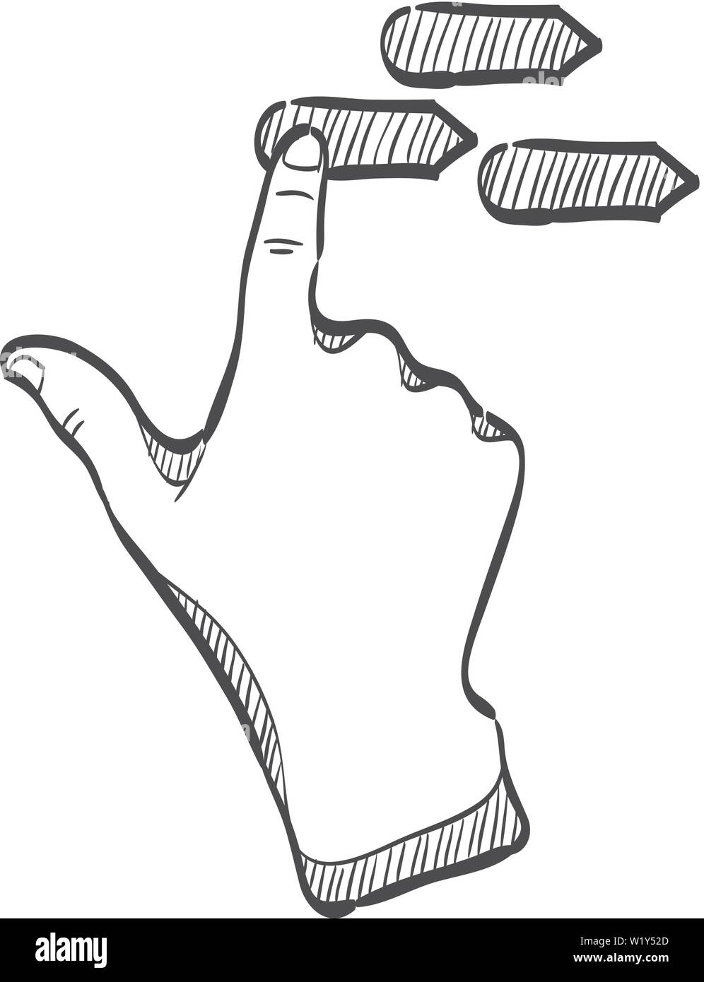 Finger Geste Symbol in doodle Skizze Linien. Gadget touch pad Display smartphone Laptop Stock Vektor