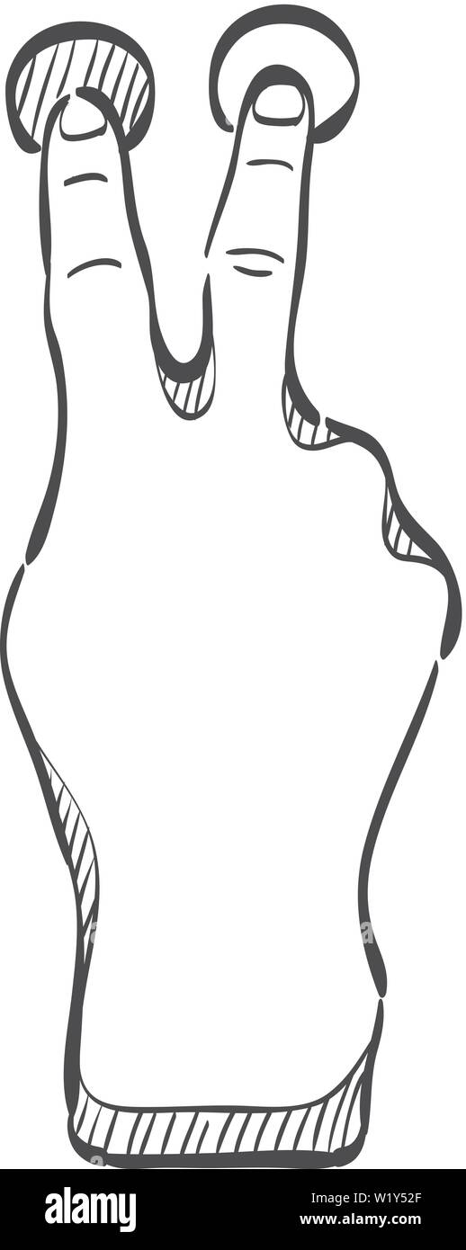 Finger Geste Symbol in doodle Skizze Linien. Gadget touch pad Display smartphone Laptop Stock Vektor