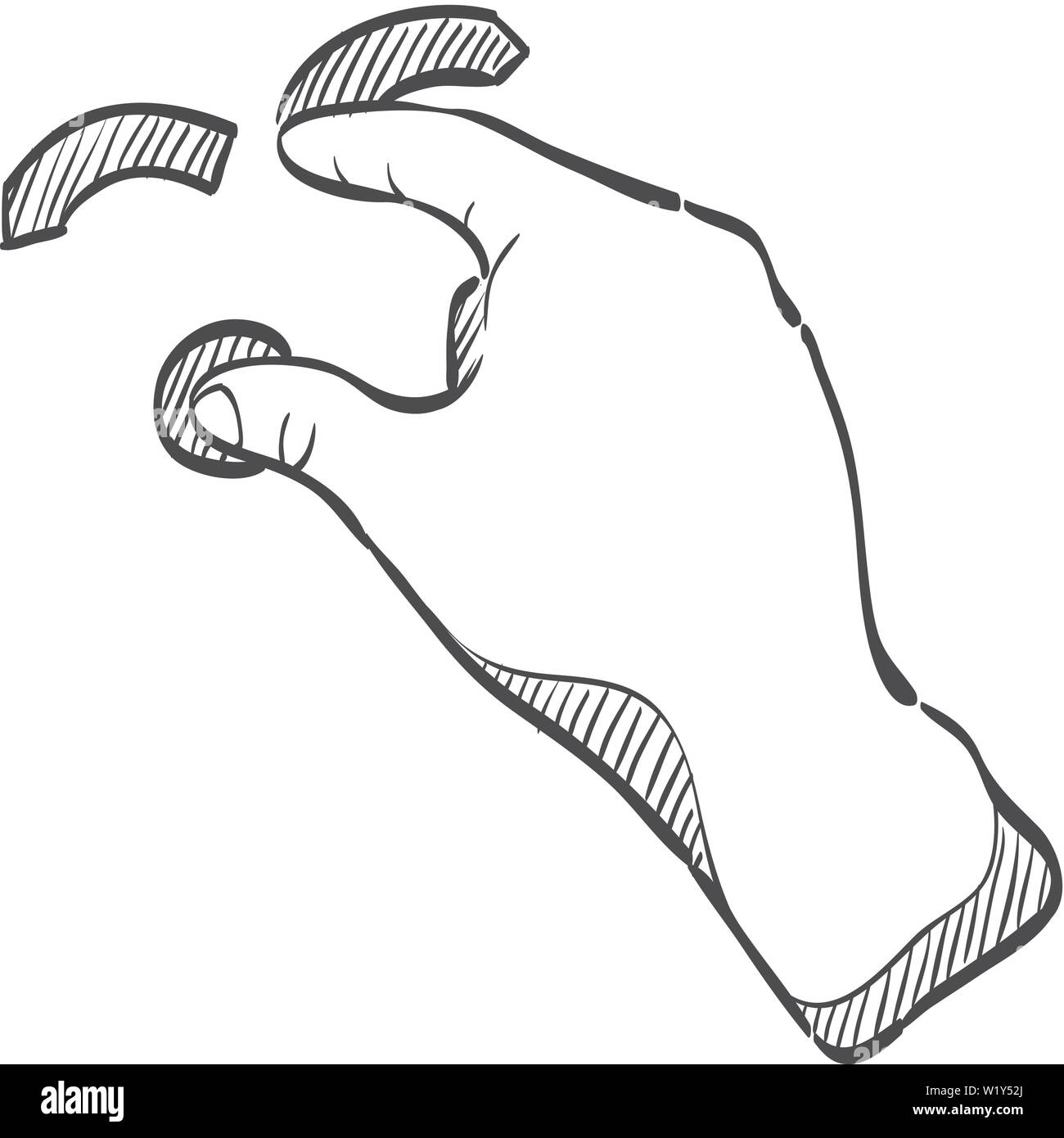 Finger Geste Symbol in doodle Skizze Linien. Gadget touch pad Display smartphone Laptop Stock Vektor