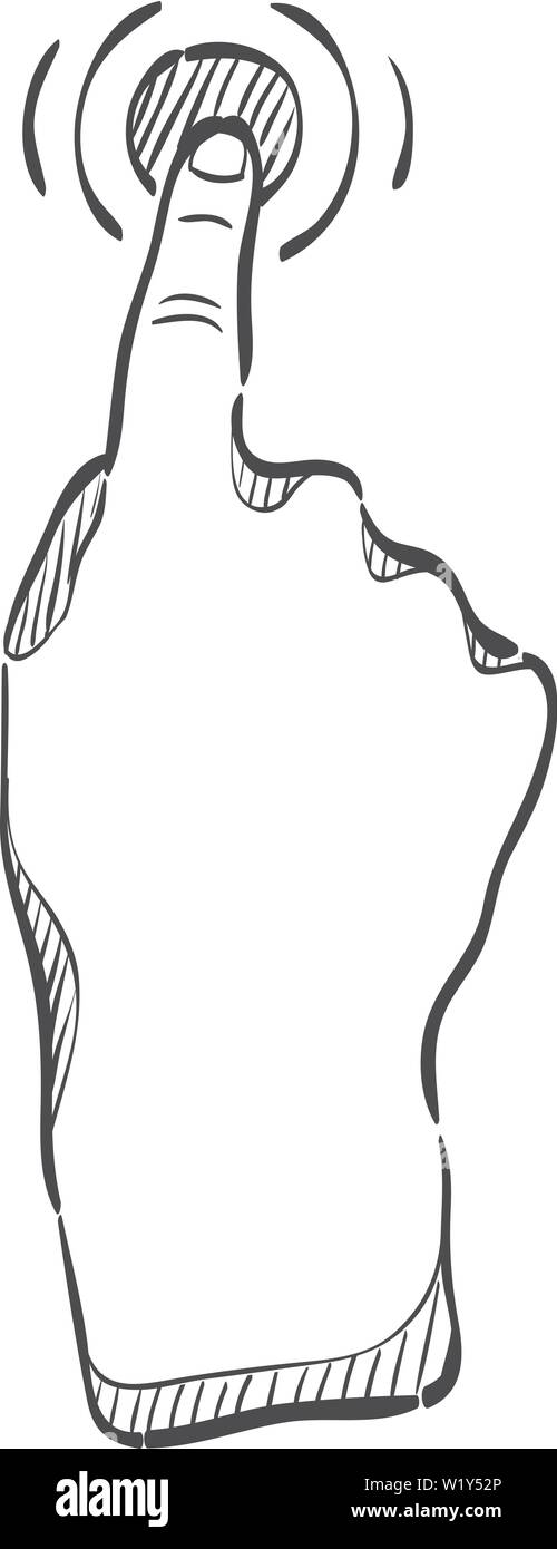 Finger Geste Symbol in doodle Skizze Linien. Gadget touch pad Display smartphone Laptop Stock Vektor