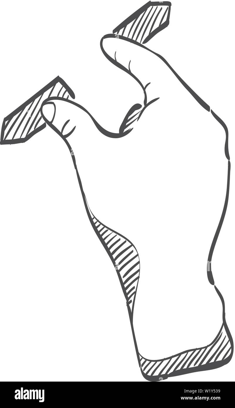 Finger Geste Symbol in doodle Skizze Linien. Gadget touch pad Display smartphone Laptop Stock Vektor