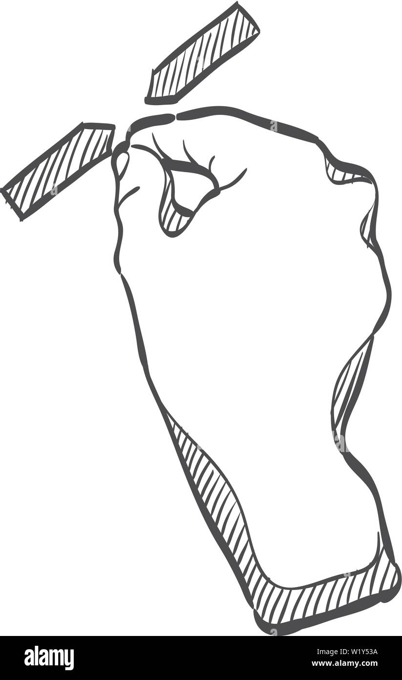Finger Geste Symbol in doodle Skizze Linien. Gadget touch pad Display smartphone Laptop Stock Vektor