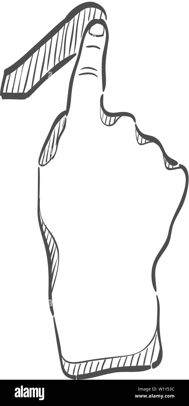 Finger Geste Symbol in doodle Skizze Linien. Gadget touch pad Display smartphone Laptop Stock Vektor