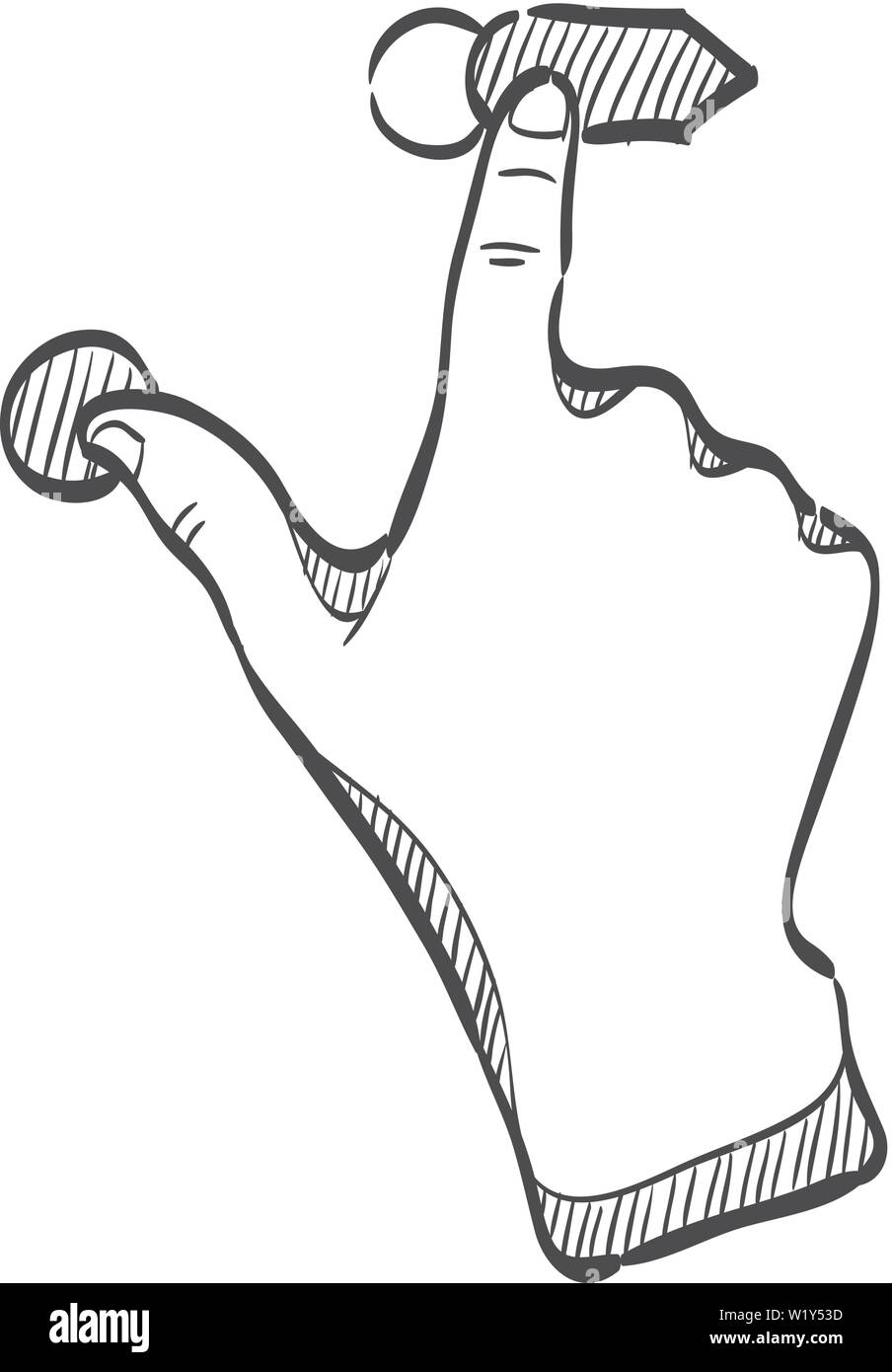 Finger Geste Symbol in doodle Skizze Linien. Gadget touch pad Display smartphone Laptop Stock Vektor
