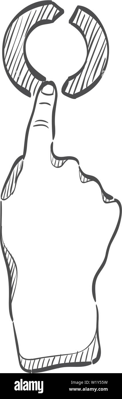 Finger Geste Symbol in doodle Skizze Linien. Gadget touch pad Display smartphone Laptop Stock Vektor
