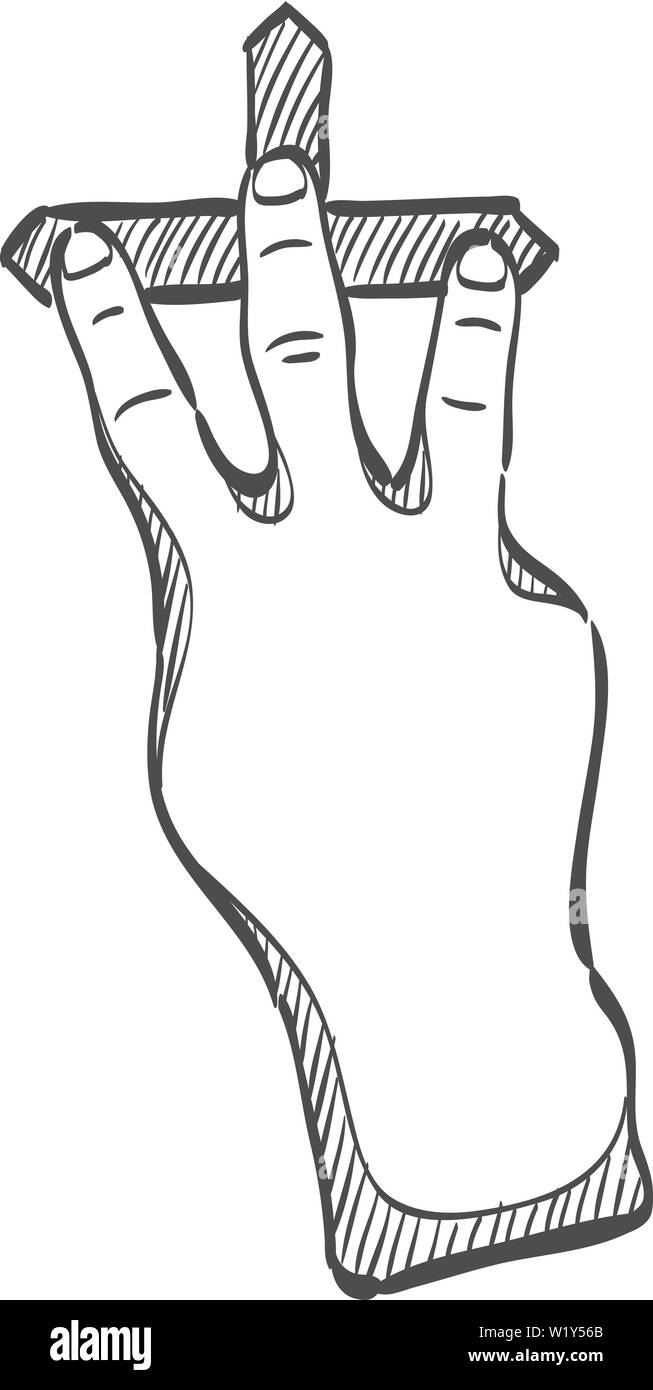 Finger Geste Symbol in doodle Skizze Linien. Gadget touch pad Display smartphone Laptop Stock Vektor