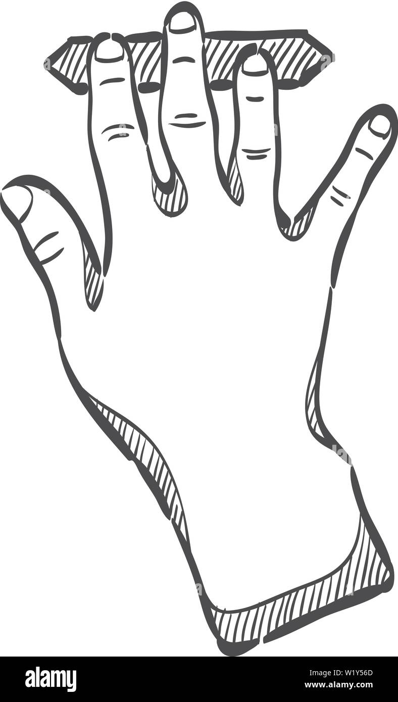Finger Geste Symbol in doodle Skizze Linien. Gadget touch pad Display smartphone Laptop Stock Vektor
