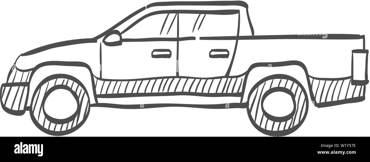 Auto Symbol In Doodle Skizze Linien Lkw Doppelkabine 4 X 4 4 Rad Fahrer Stock Vektorgrafik Alamy
