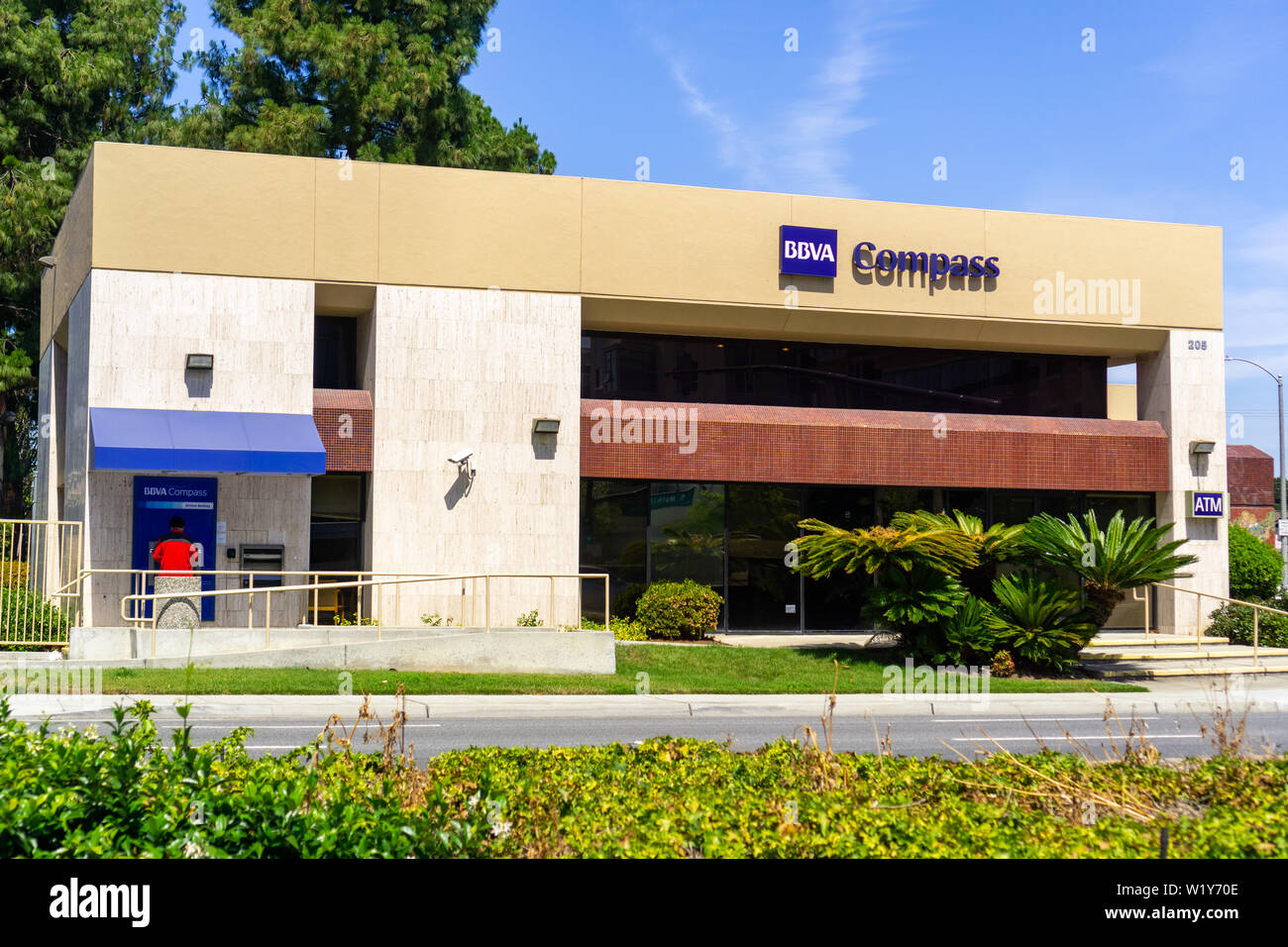 Juli 1, 2019 Sunnyvale/CA/USA - BBVA Compass Bancshares, Inc. (eine Bank Holding) Zweig in der Nähe der Innenstadt von Sunnyvale, South San Francisco Bay Stockfoto