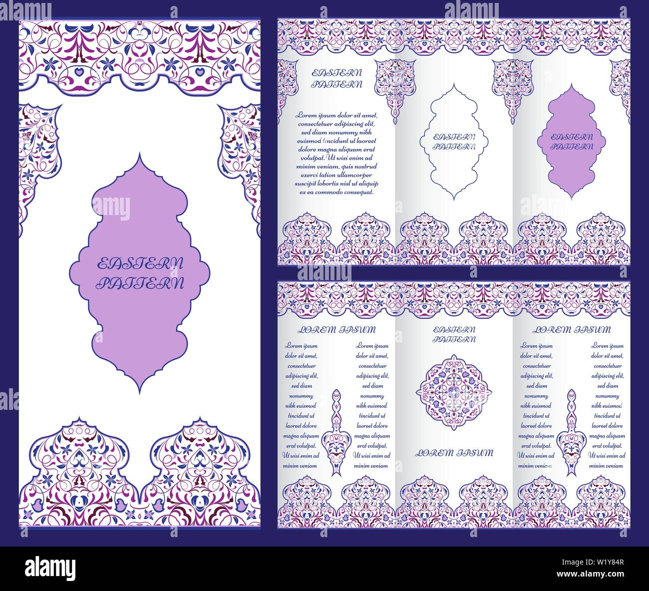 Helle Vintage Booklet Mit Dekorativem Ornament Im Orientalischen Stil Vektor Vorlage Fur Die Einladung Gestalten Seitenlayouts Broschuren Flyer Lila Fram Stock Vektorgrafik Alamy