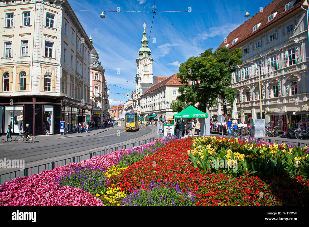 Herrengasse ist eine Hauptstraße, die in Graz, Österreich. Stockfoto