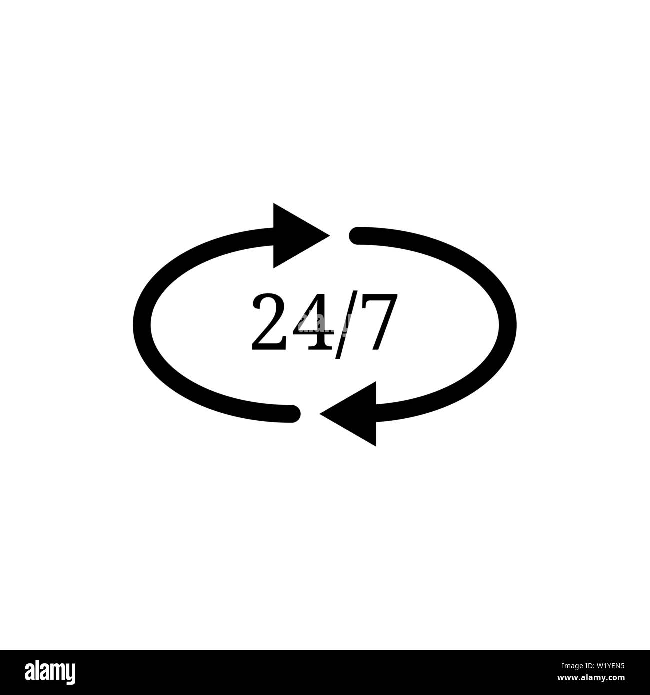 247 einfache Symbol. Service 24h Stunden aay und 7 Tage in der Woche geöffnet. Vector Illustration für Design, Web-, App- Infografik. Stock Vektor