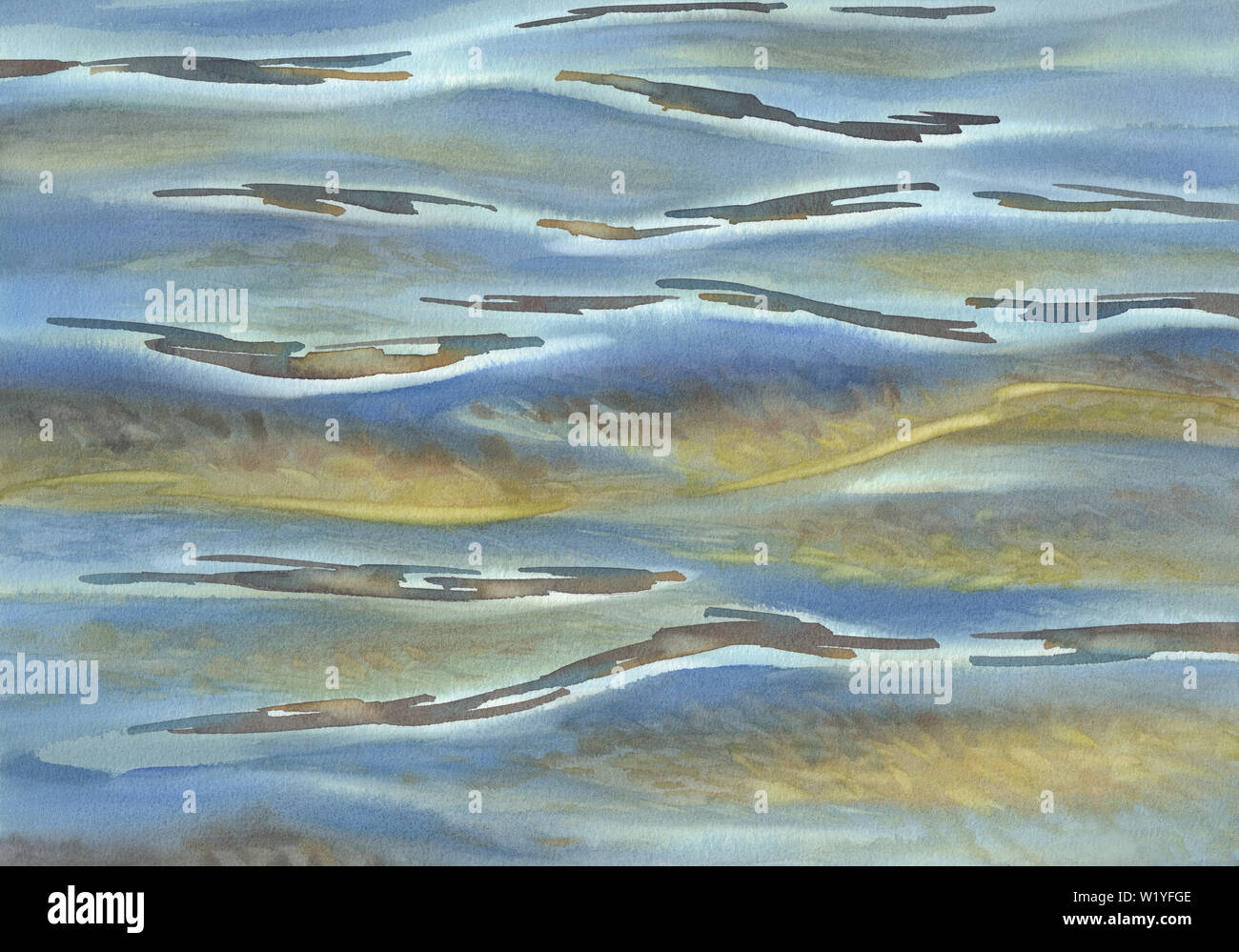 Schatten mit transparenten Wellen Aquarell Hintergrund. Zusammenfassung Hintergrund Stockfoto