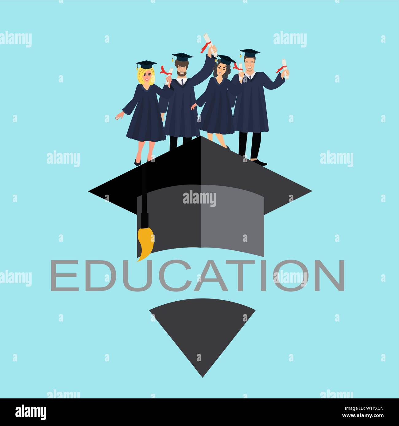 Vektor eines glücklichen Absolventen. Bildung Konzept Stock Vektor