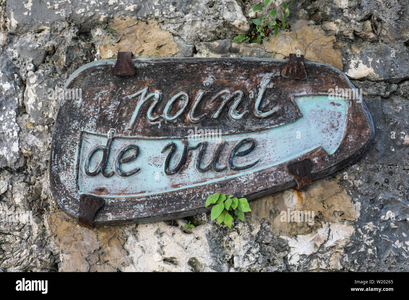 Point de Vue - unterzeichnen, die zu den Blickwinkel in Saint-Paul-de-Vence, Frankreich Stockfoto