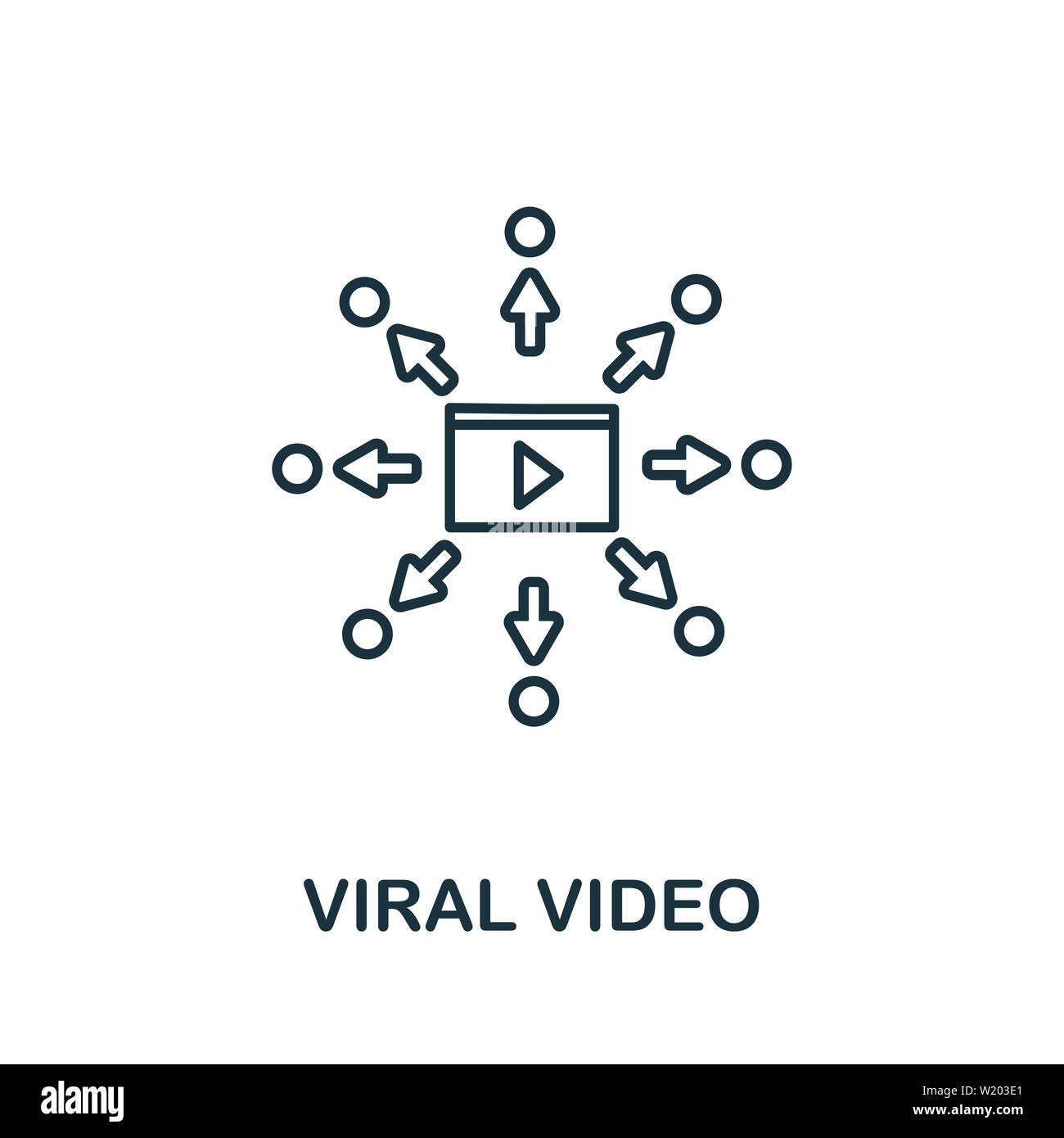 Symbol für virale Videoumrisse. Thin Line Concept Element aus der Sammlung von Content Icons. Creative Viral Video-Symbol für mobile Apps und die Nutzung im Internet Stockfoto