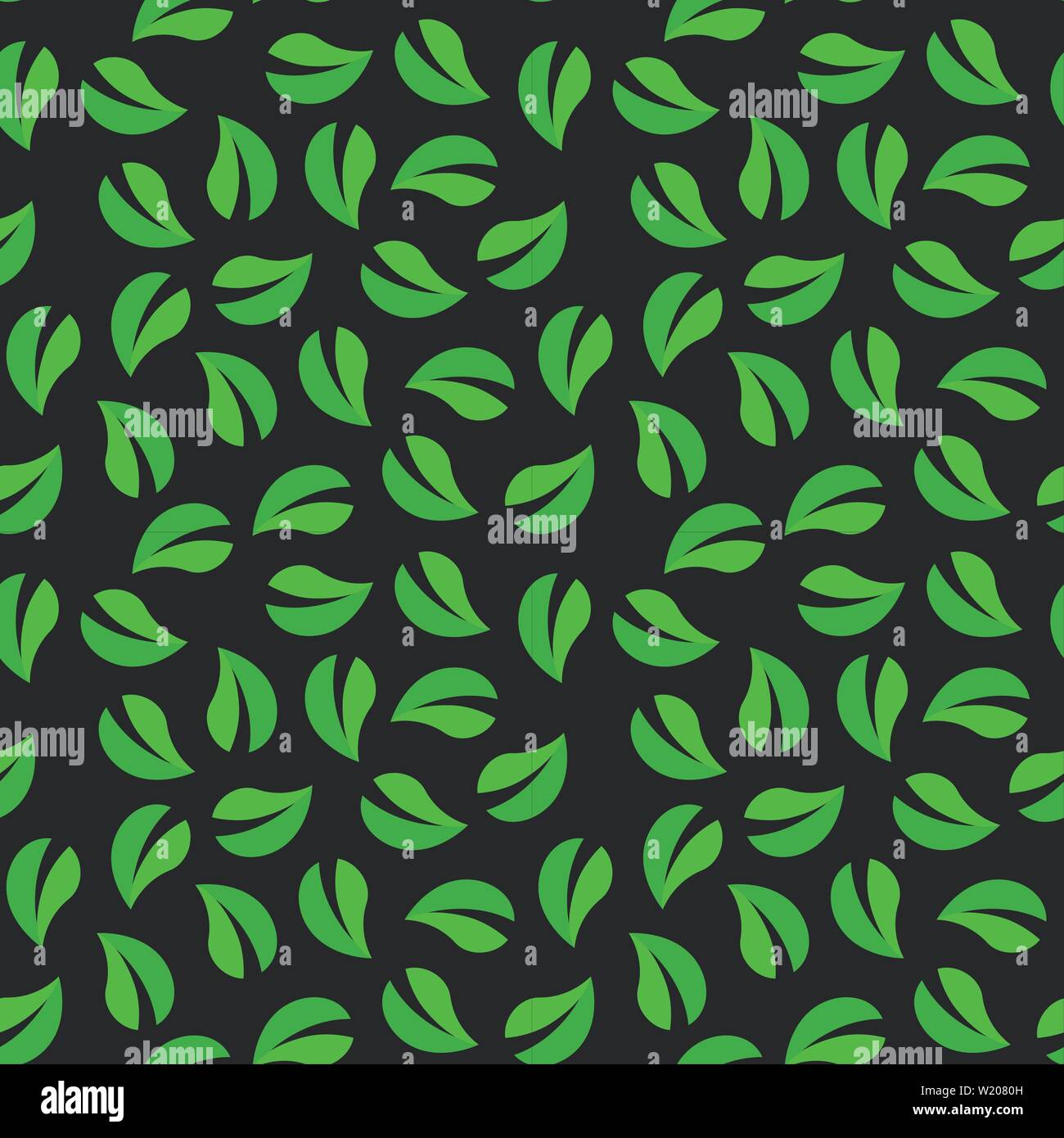 Vektor nahtlose Muster mit Teeblätter auf dunklem Hintergrund. Wallpaper für Website, Cafe oder Textil. Stock Vektor