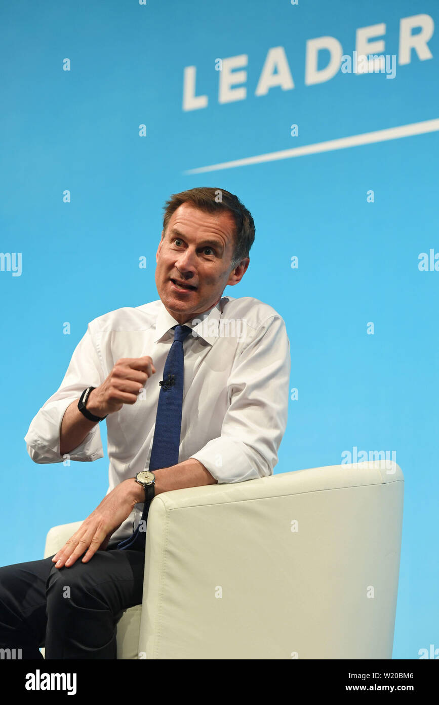 Konservative Partei Führung Kämpfer Jeremy Hunt während einer Tory Führung hustings in York. Stockfoto
