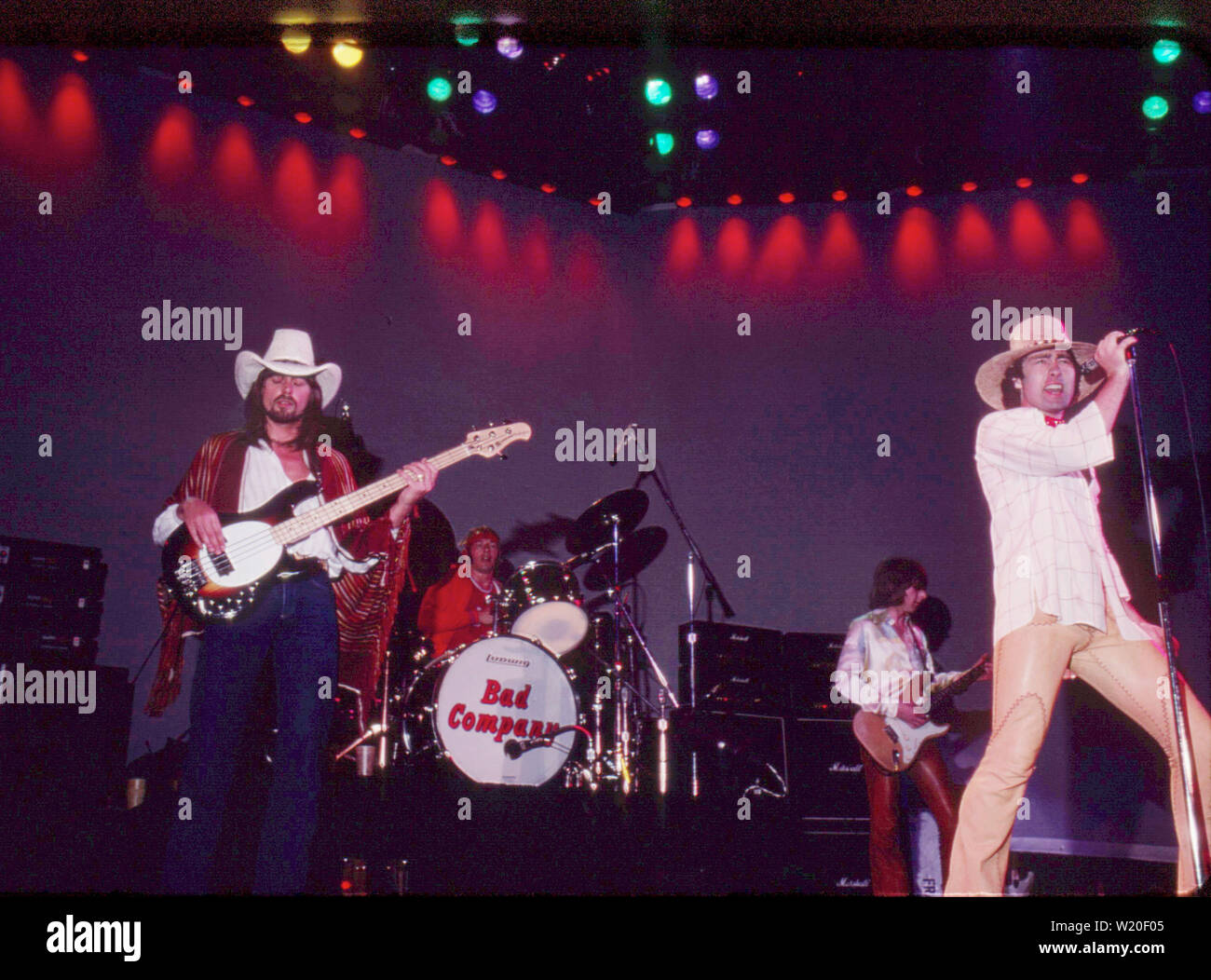 LOS ANGELES, Ca - 21. Mai: Bad Company Bad Company in concert Circa 1970 in Los Angeles, Kalifornien. Stockfoto