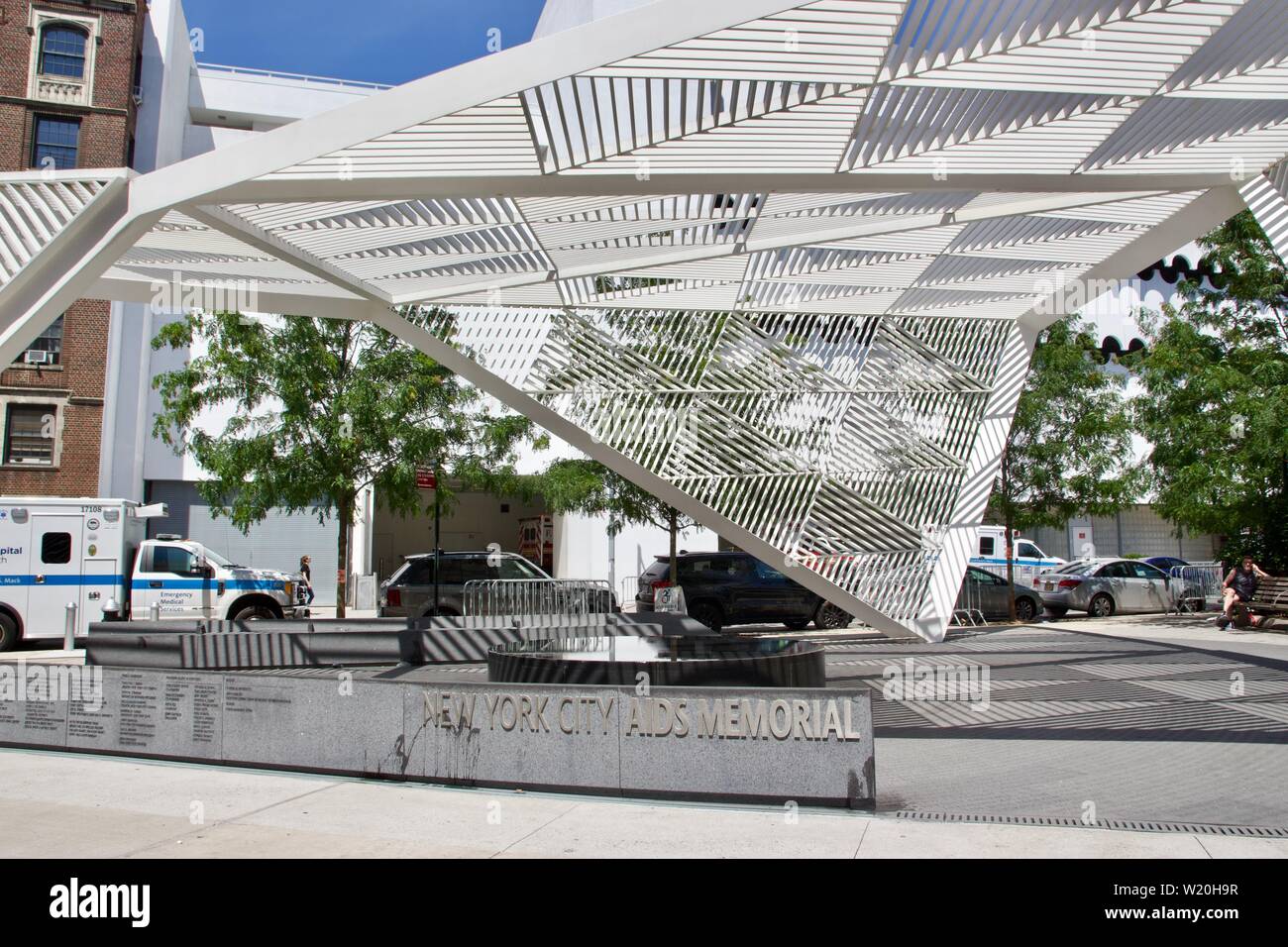 New York AIDS memorial park in St Vincent's Dreieck in Greenwich Stockfoto