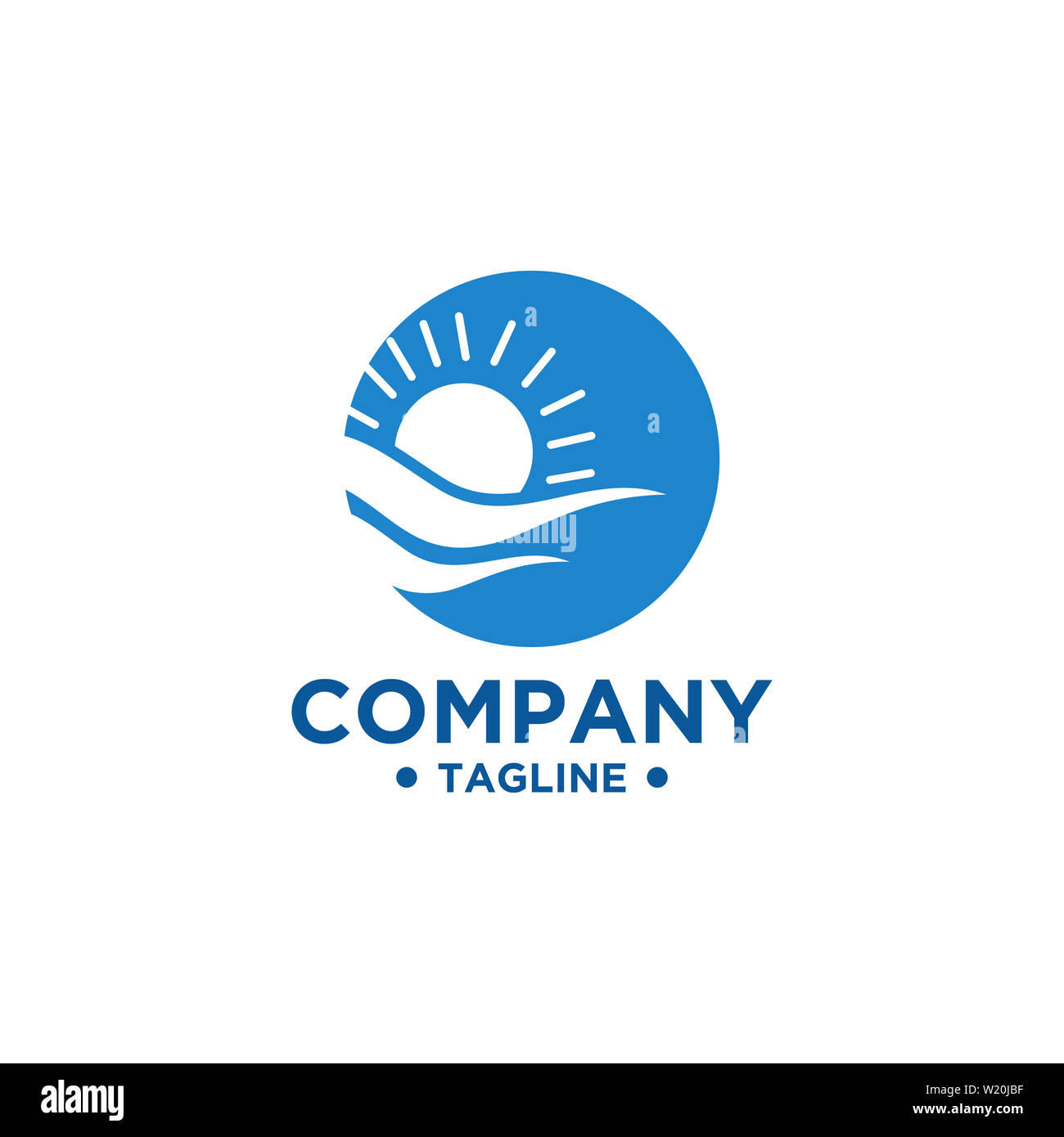 Meer Und Sonne Logo Design Oder Illustration Stockfotografie Alamy