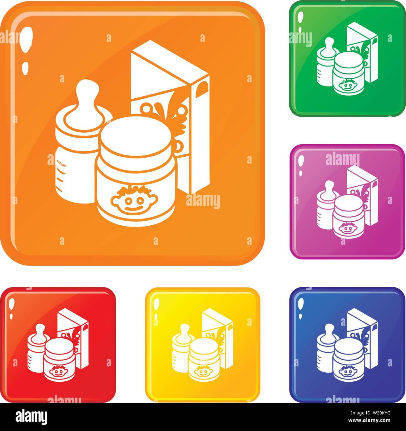 Babynahrung Icons Set Vector Farbe Stock Vektor